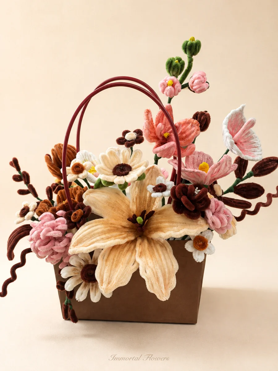 Sac fleuri rose caramel