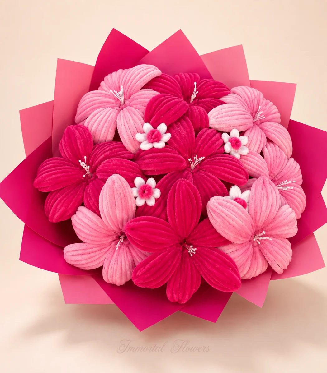 Bouquet rose fuchsia Immortal Flowers